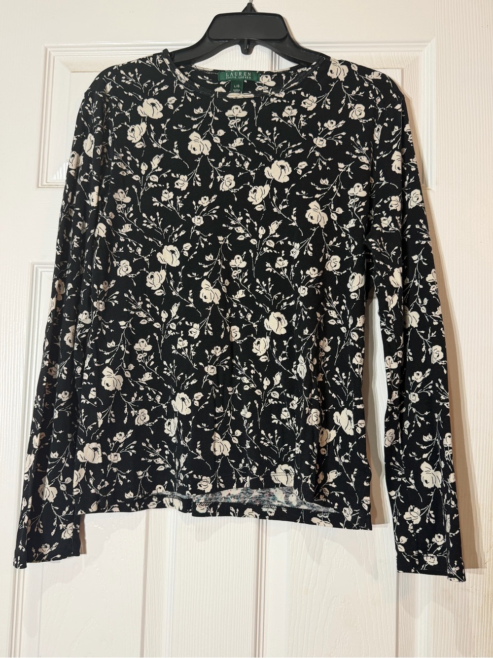 Ralph Lauren Black Long-Sleeve Floral Tee
